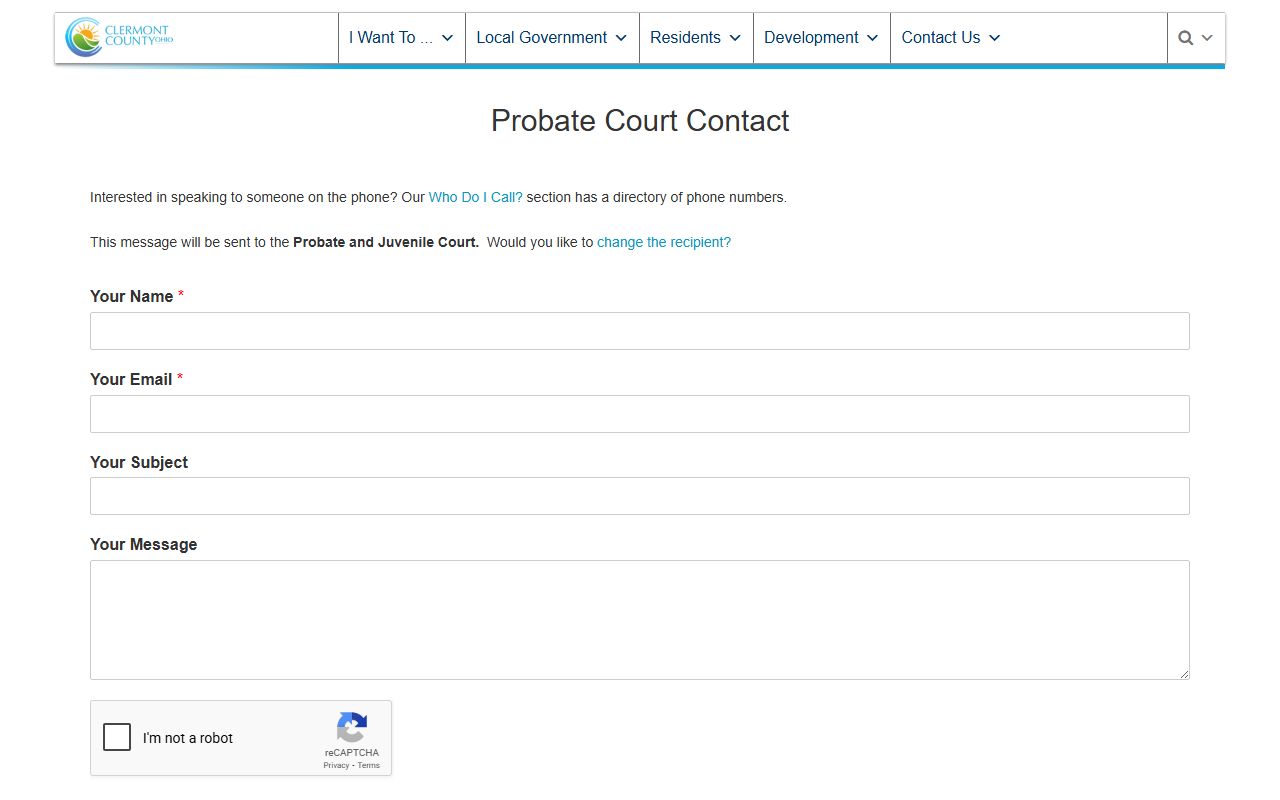 Clermont County Death Index - Probate Court Contact Page
