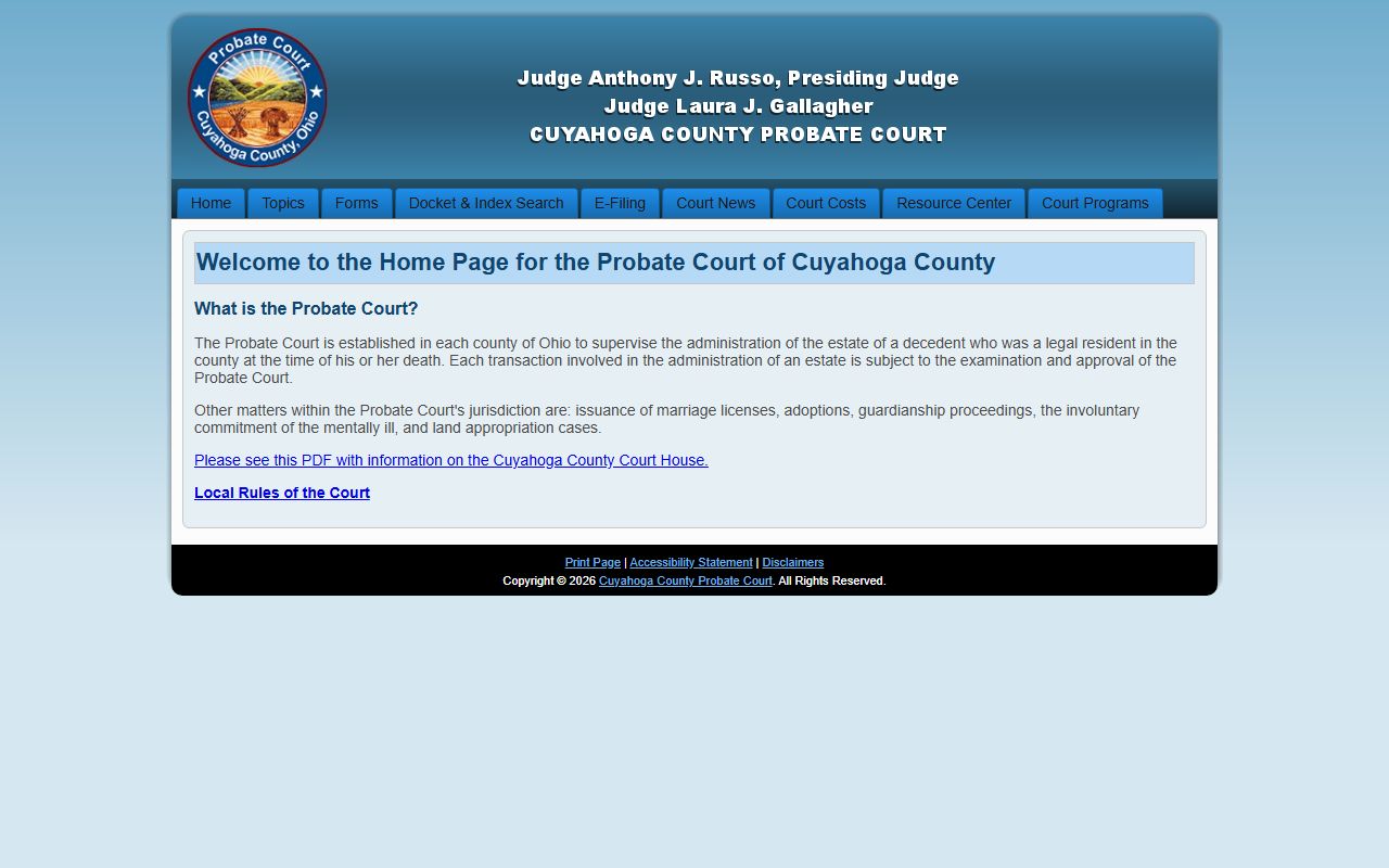 Cuyahoga County Death Index - Probate Court Records Portal