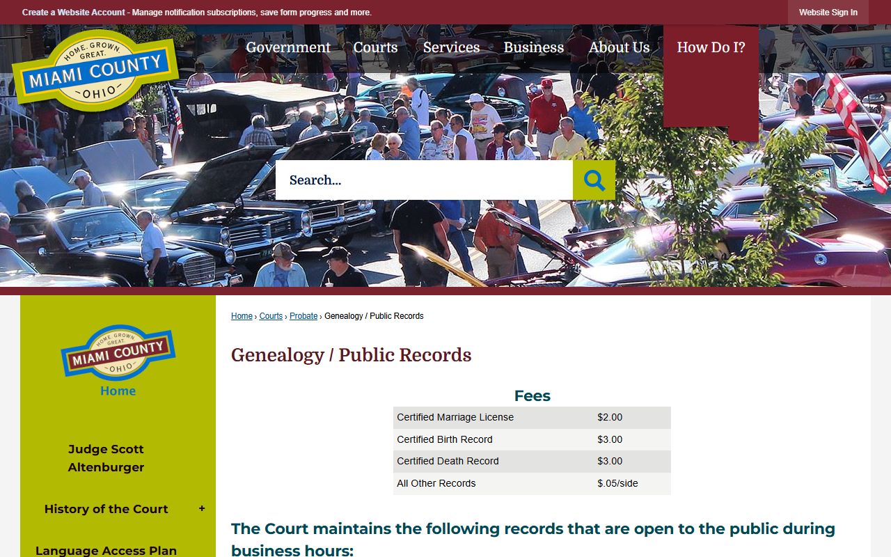 Miami County Death Index - Probate Court Genealogy Records
