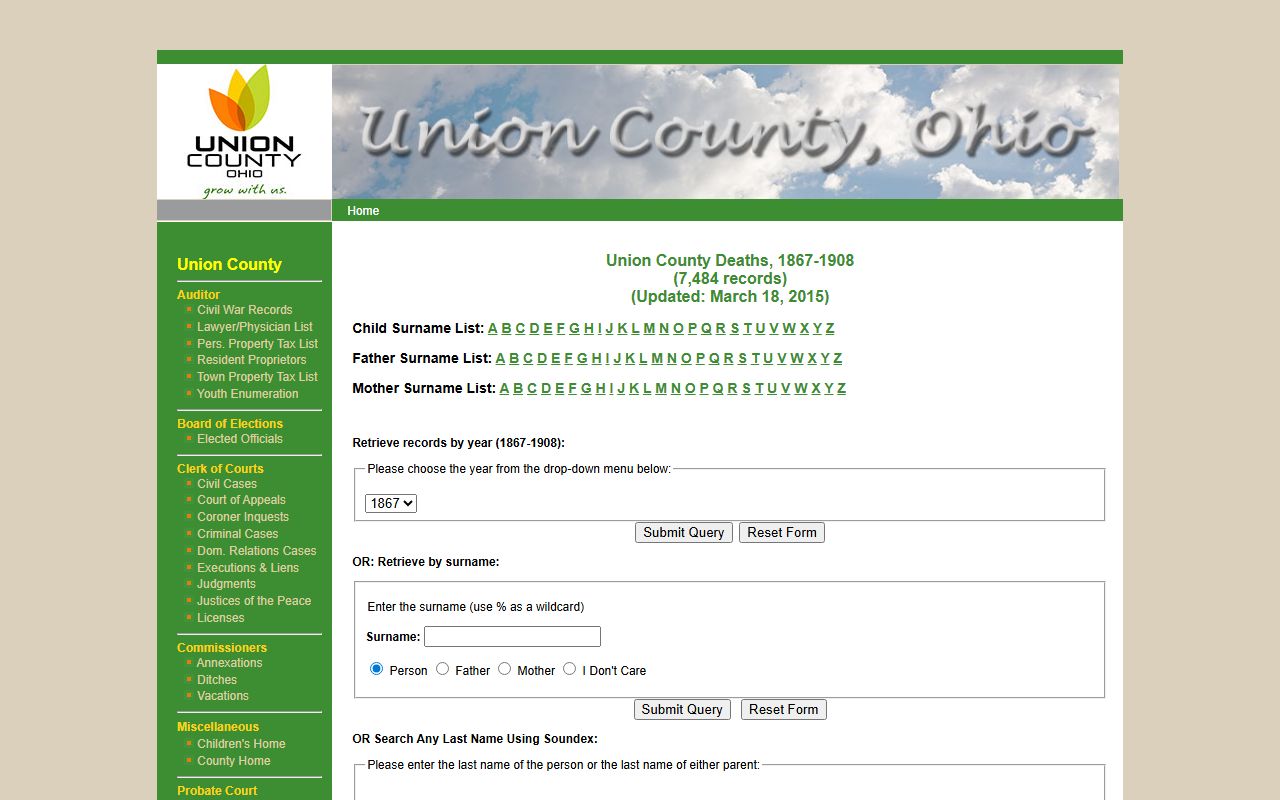 Union County Death Index - Death Records Index Online Search
