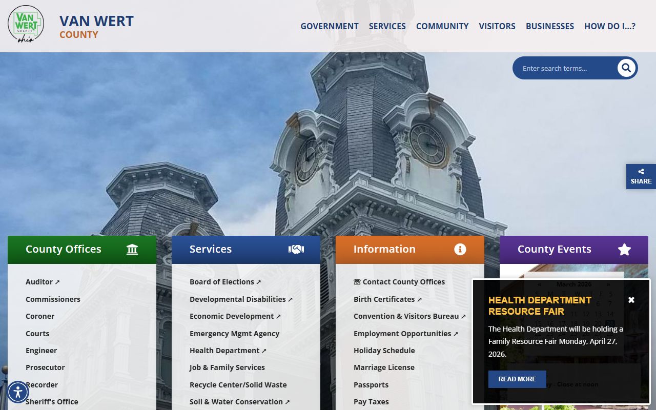 Van Wert County Death Index - Government Official Website