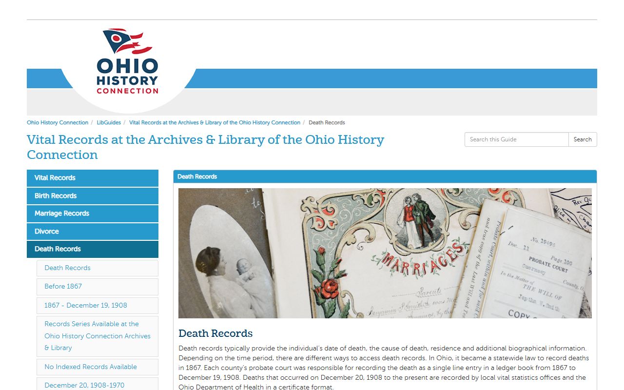 Ohio Death Index - Ohio History Connection Archives Death Records