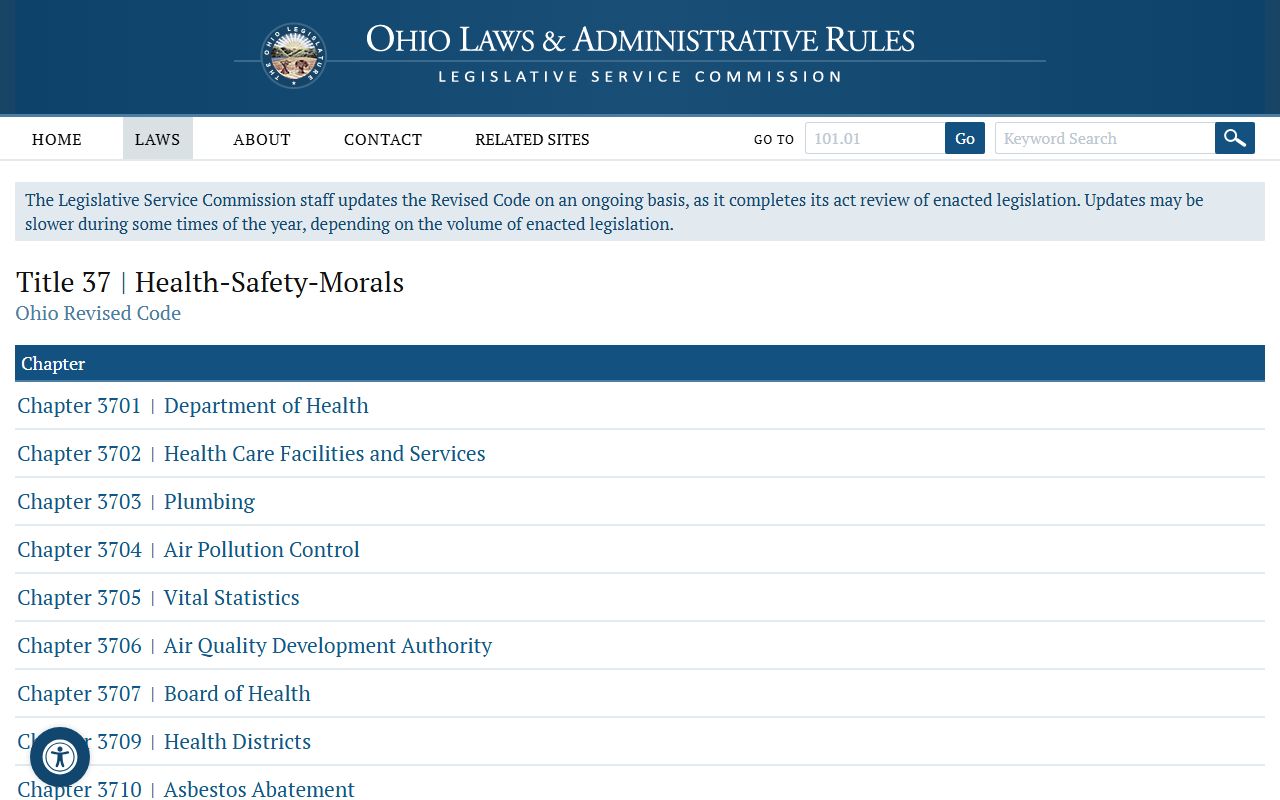 Ohio Death Index - Ohio Revised Code Title 37 Vital Statistics Laws